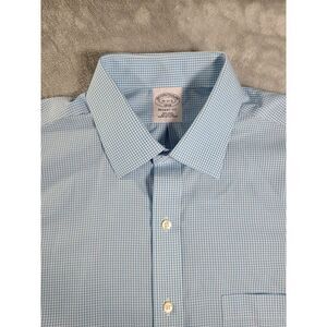 Brooks Brothers Regent Fit Shirt Mens 16 2/3 Blue Gingham Long Sleeve‎ Button Up